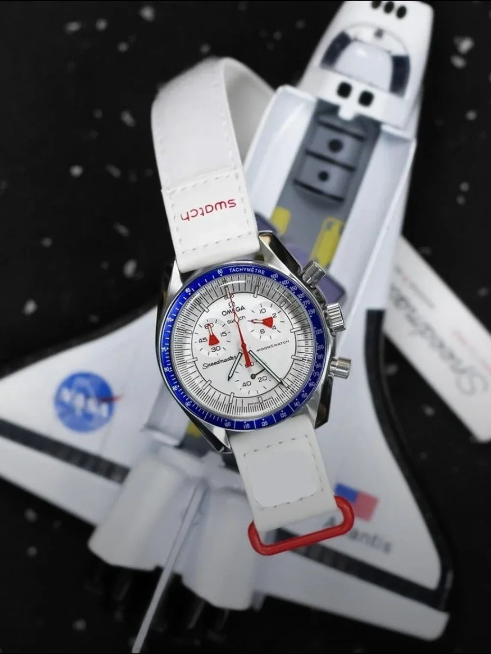 SWATCH MOONWATCH 1 Speedmaster STAINLESS STEEL CASE YOU PICK BEZEL COLOR 42mm